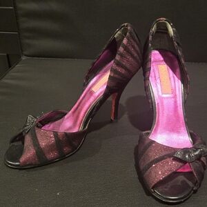 Betsey Johnson Elegant Black and Pink Sparkle Women's Heels With 4 Inch Heel